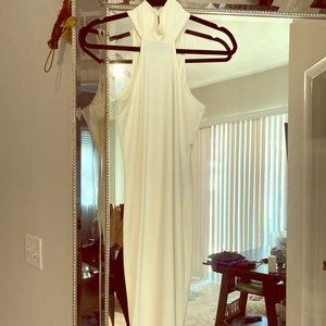 White turtleneck mis length dress